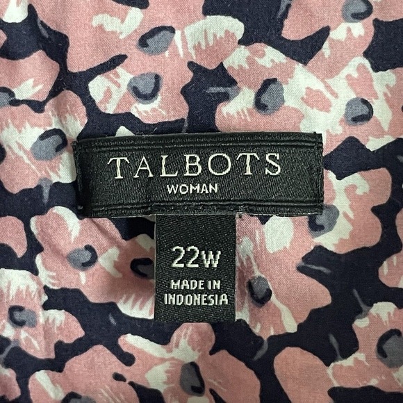 Talbots Woman 22W Pink Black White Floral Button Down Long Sleeve Shirt - Picture 6 of 7